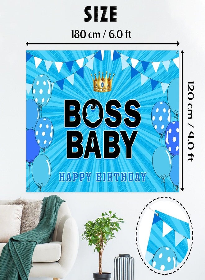 INNORU Boss Boy Backdrop Banner, Gender Reveal Poster Baby Shower Photography Backdrop Boy 1st Birthday Party Decorations Photo Booth Props 6x4ft - Image 2