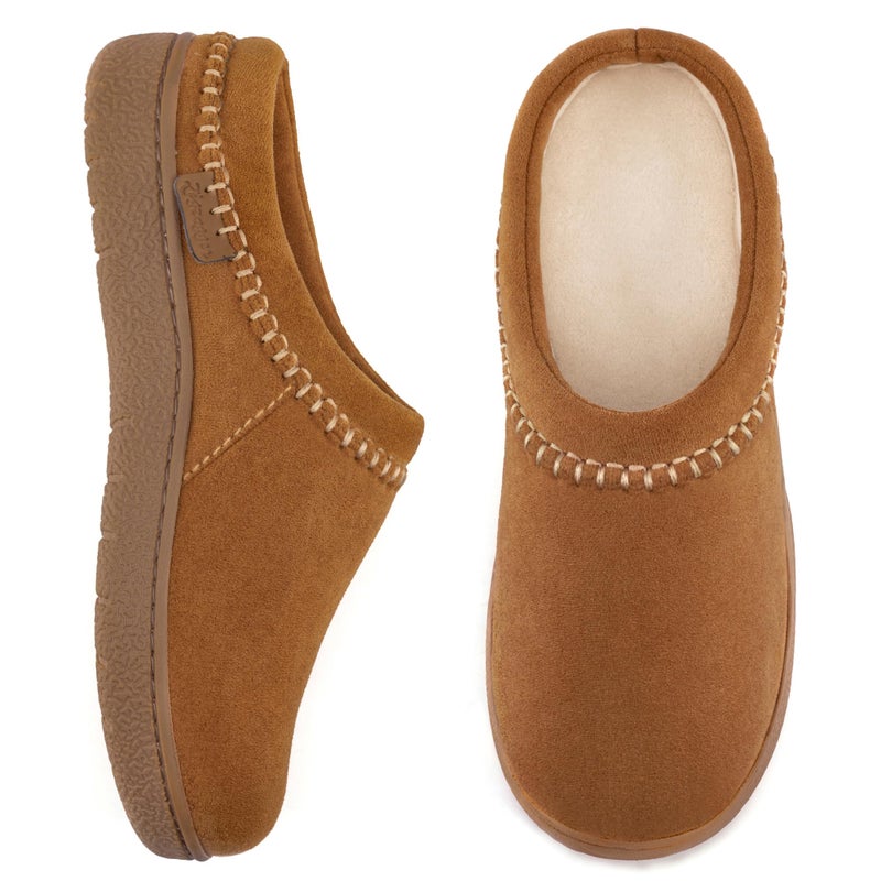 Zigzagger Women's Slip On Moccasin Slippers, Microsuede Indoor/Outdoor Comfy House Shoes with Memory Foam, Cozy Loafer Clog Slippers (Tan, Size 9) - Image 1