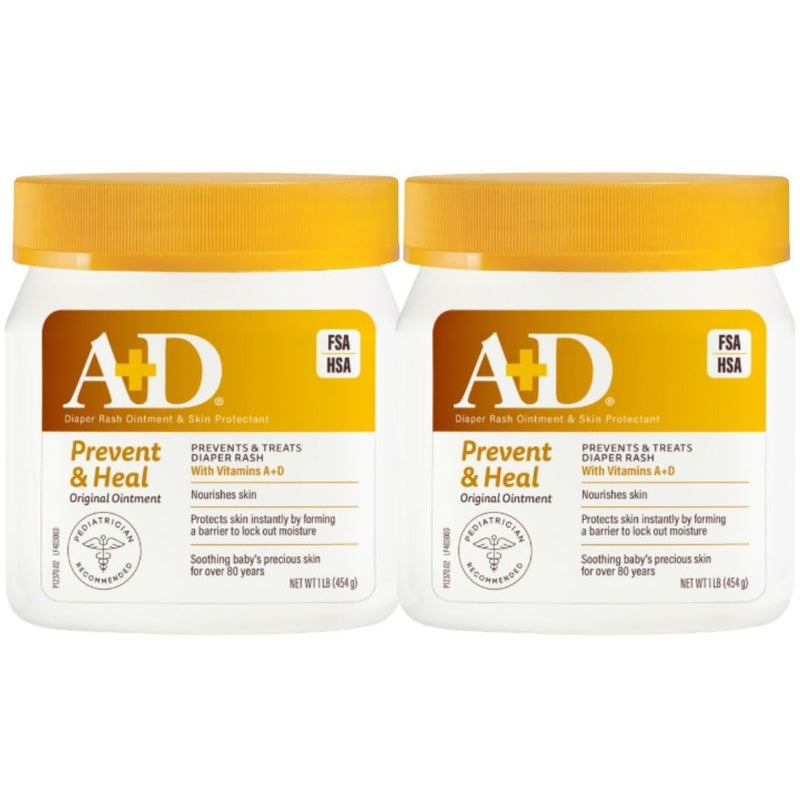 A + D A+D Original Diaper Rash Ointment, 1 Pound Jar Pack of 2 - Image 1