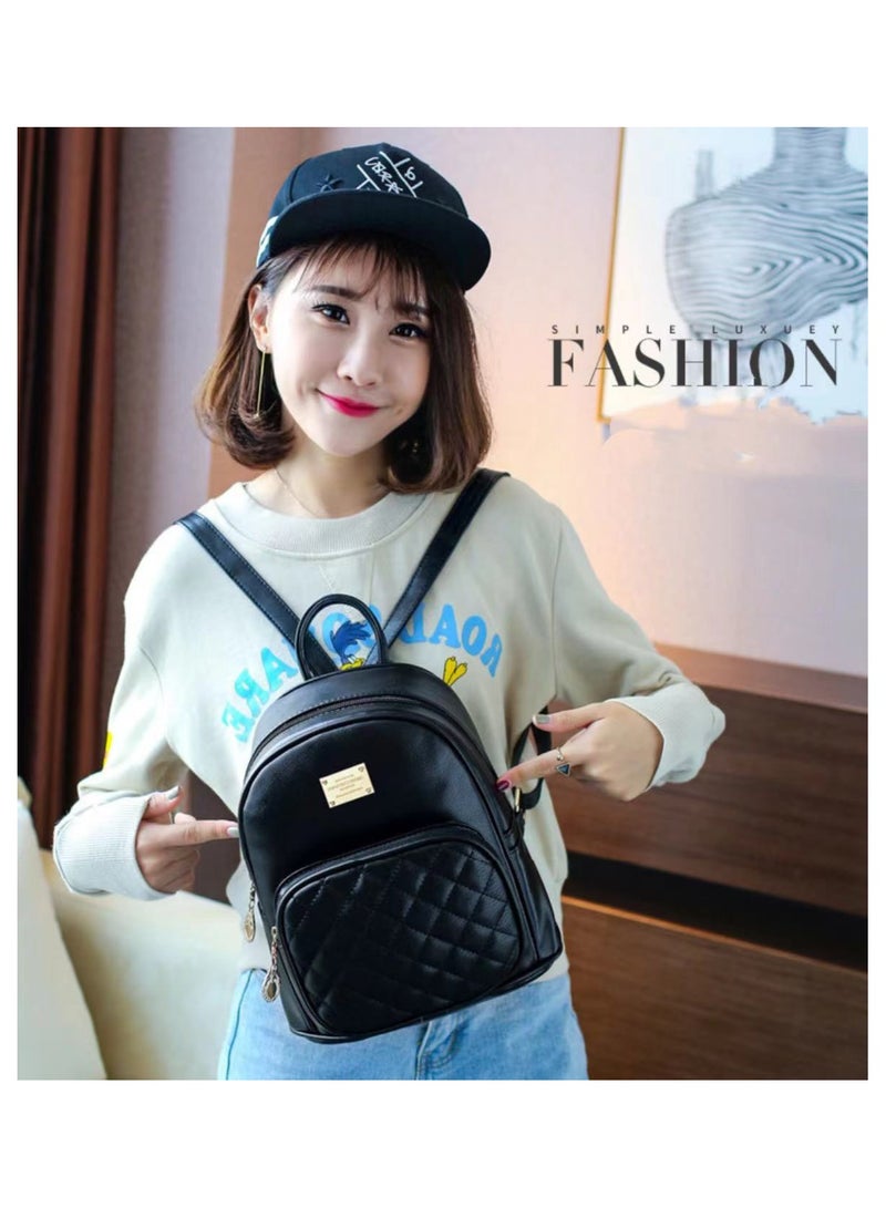 Goolsky Quilted Mini Backpack for Women, PU Leather Backpack Purse Designer Satchel Bag, Small Casual Daypack for Ladies (Black) - Image 3