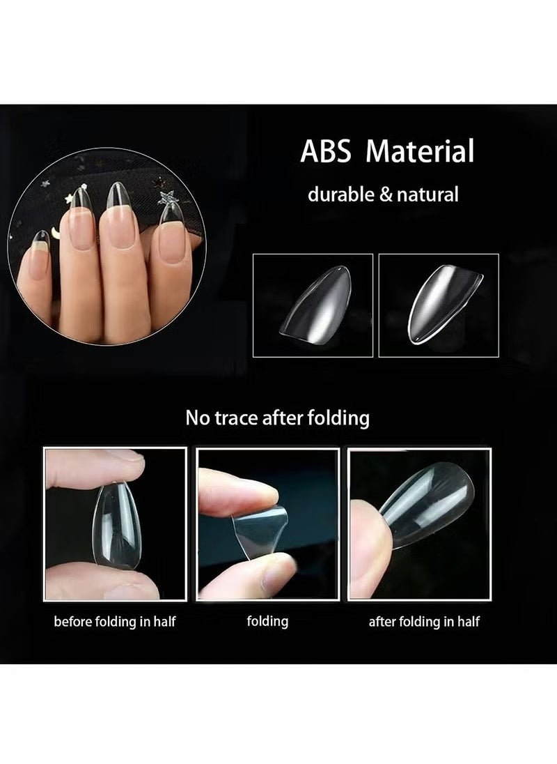 Monja 500 PCS Clear Fake Nails, Full Coverage Coffin Nail Covers, Clear Acrylic Nails with Case, Poly Nail Extensions, DIY Nail Art at Home, 10 Sizes  - Image 2