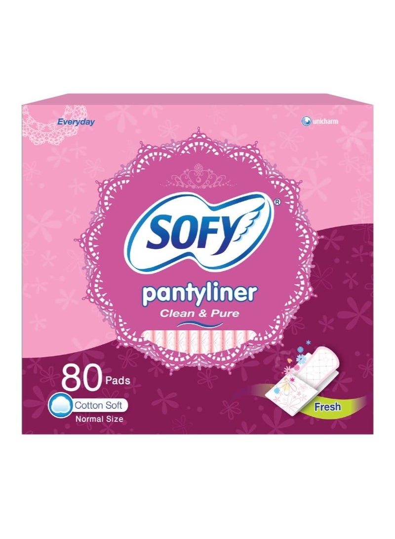 Sofy Clean & Pure Daily Liners, Fresh, Regular, 80 Pieces