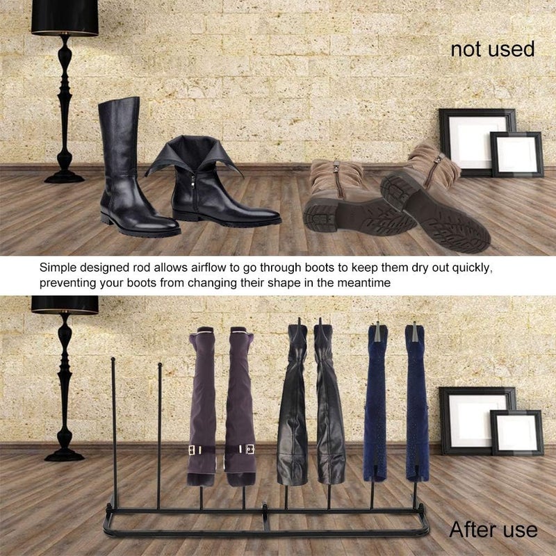 woobles Boot Rack Organizer, Shoe Racks Organizer for Knee High Boots All Black Boot Organizer Holder Rack Floor Standing Solid Steel Storge Hanger for Riding Boots Rain Boots Shoes, Holds 4 Pairs of Boots - Image 4
