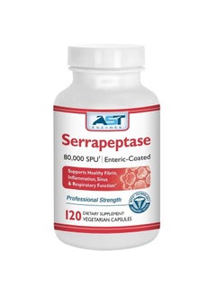 Serrapeptase 80,000 SPU – 120 Vegetarian Capsules - Premium Natural Systemic Enzymes – Enteric-Coated Serrapeptase