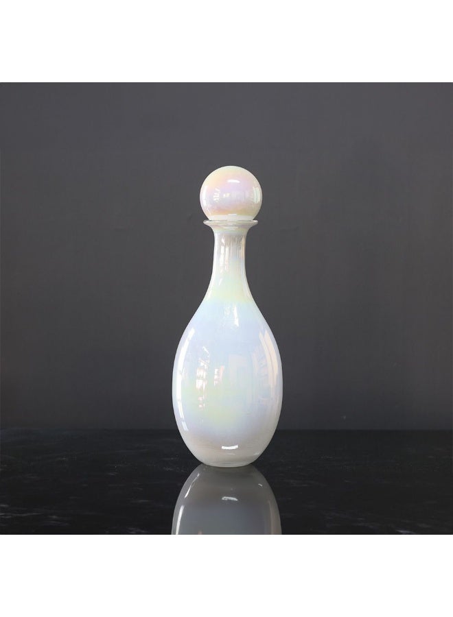 Danube Home Diana Healing Home Glass Iridescent Jar - 16X42Cm| Elegant White Vase Collection Durable Glass Decor For Modern & Traditional Interiors| Decorative Home Accessories