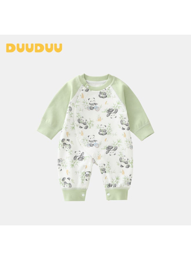Duuduu Baby Clothes Newborn Seamless One-piece Long Sleeve Cotton Romper Panda 73cm - Image 1