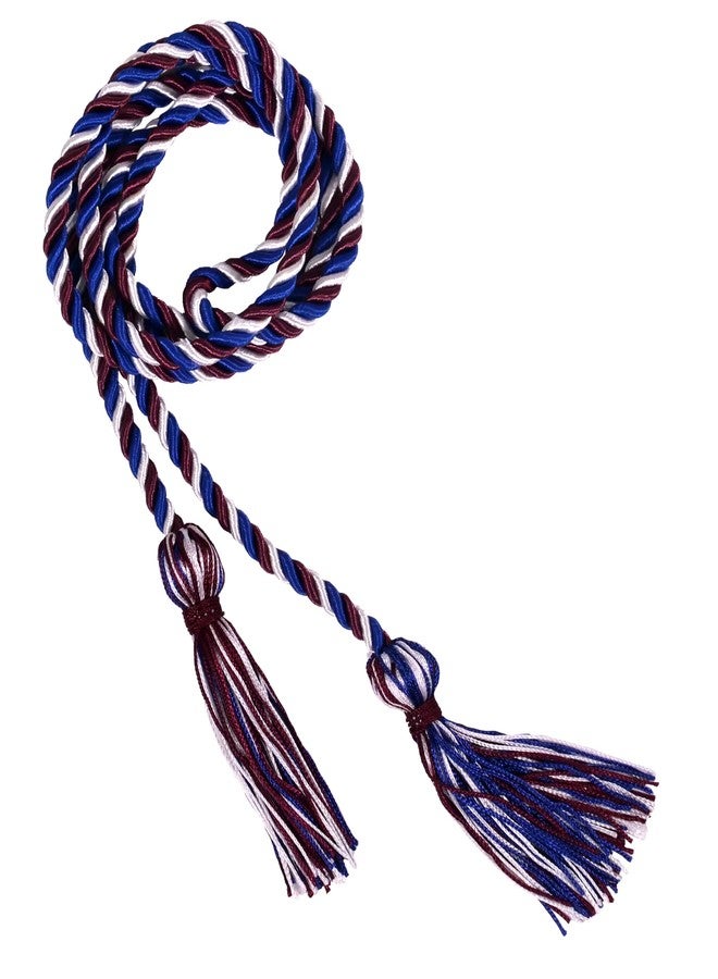 Intertwined Graduation Honor Cords (Maroon/White/Royal Blue)