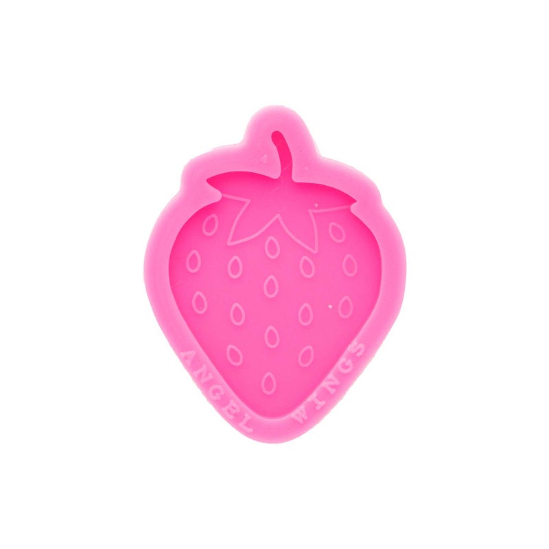 Shiny Glossy Silicone Mold Resin Strawberry Mold Fits on a 15 inch Badge Reel Epoxy Craft Silicone Moulds DIY Jewelry Making Polymer Clay Mold