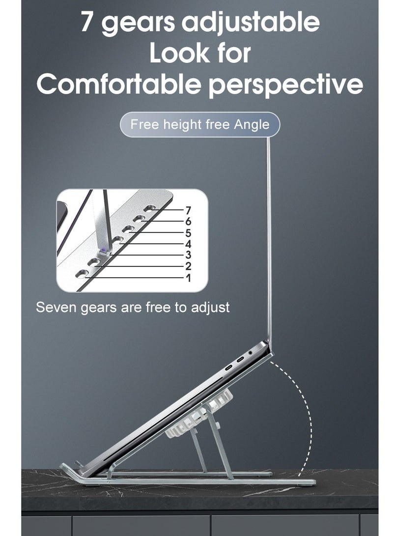 Loquat Laptop Cooling Pad Ergonomic Adjustable Aluminium Laptop Stand with LED Light Fans Portable Foldable Silent Gaming Notebook External Cooler for Desk - Image 5