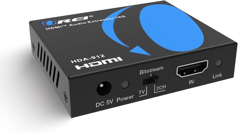 OREI 4K Audio Extractor HDMI by, UltraHD 4K @ 60Hz 18G HDMI 2.0 Audio Converter SPDIF + 3.5mm Output HDCP 2.2 - Dolby Digital/DTS Passthrough CEC, HDR, Dolby Vision, HDR10 Support (HDA-912) | HDMI to Audio, HDMI Audio Extractor 4K 60Hz, Dolby Digital/DTS Passthrough, HDR10, Dolby Vision, CEC - Image 1