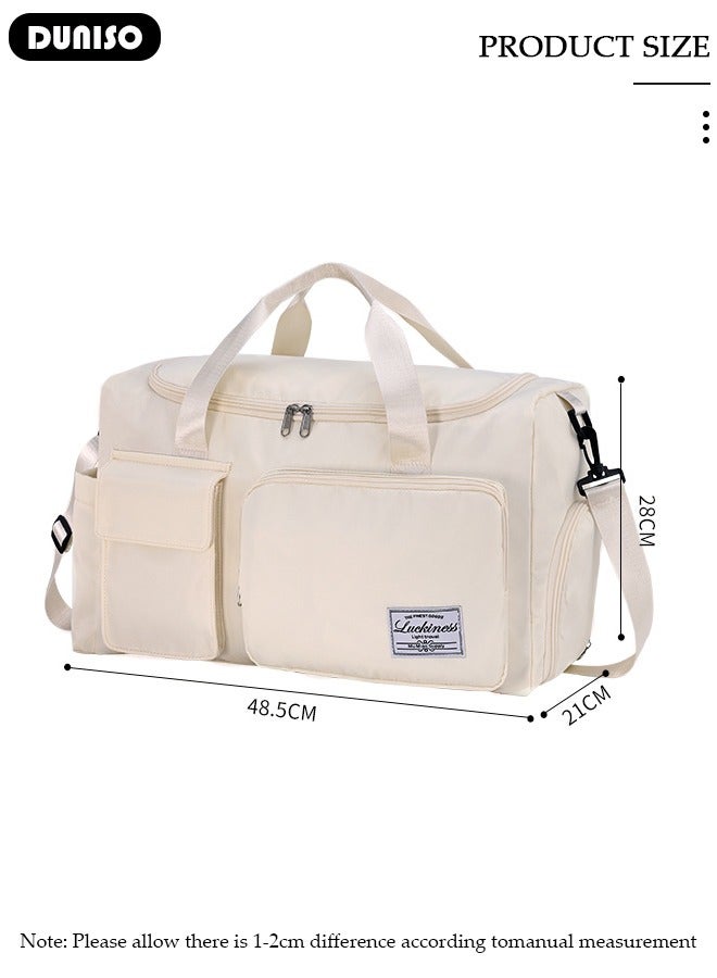 DUNISO Travel Duffel Bag, Weekend Bag with Trolley Sleeve, Large Capacity Yoga Gym Bag, Durable Duffle Sports Bag with Shoes, Compartment Tote Bag for Men and Women, Carry On Airport Bag for Travel Business - Image 4