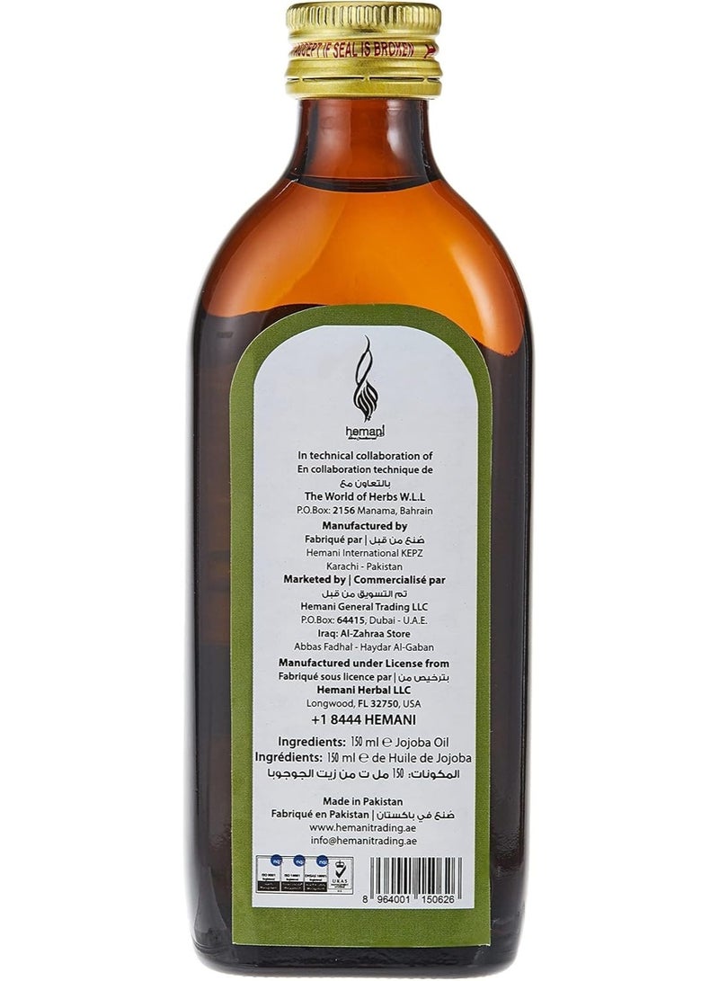 Hemani Jojoba Oil 150ml | 100% Pure Cold-Pressed Oil for Hair Growth, Skin Moisturizer, Face Care & Beard Nourishment - Image 2