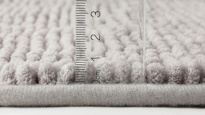 FLUFFY Bath Mat for Corner Showers, made of Chenille, with Non-Slip Bottom (Round | Inner Dimensions 45 x 45 cm, Grey) - Image 3
