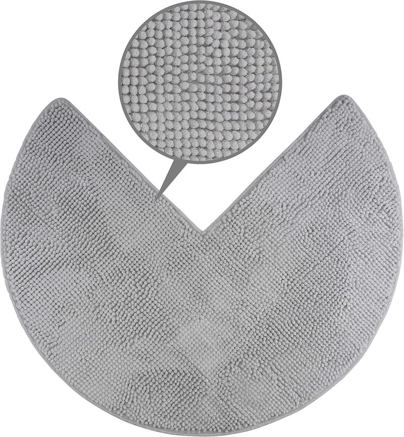 FLUFFY Bath Mat for Corner Showers, made of Chenille, with Non-Slip Bottom (Round | Inner Dimensions 45 x 45 cm, Grey) - Image 1