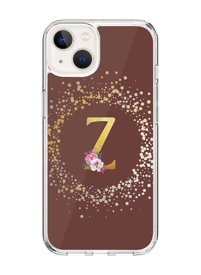 Stylizedd Classic Clear Case For iPhone 14 Plus, Hybrid Soft Case Flexible Edges Thin Cover- Custom Monogram Initial Letter Floral Pattern Alphabet - Z(Brown) - Image 1