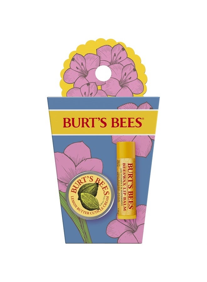 Burt's Bees Spring Gifts, 2 Moisturizing Self Care Products, Spring Surprise Set - Original Beeswax Lip Balm & Lemon Butter Cuticle Cream, Mini (Packaging May Vary)  - Image 1