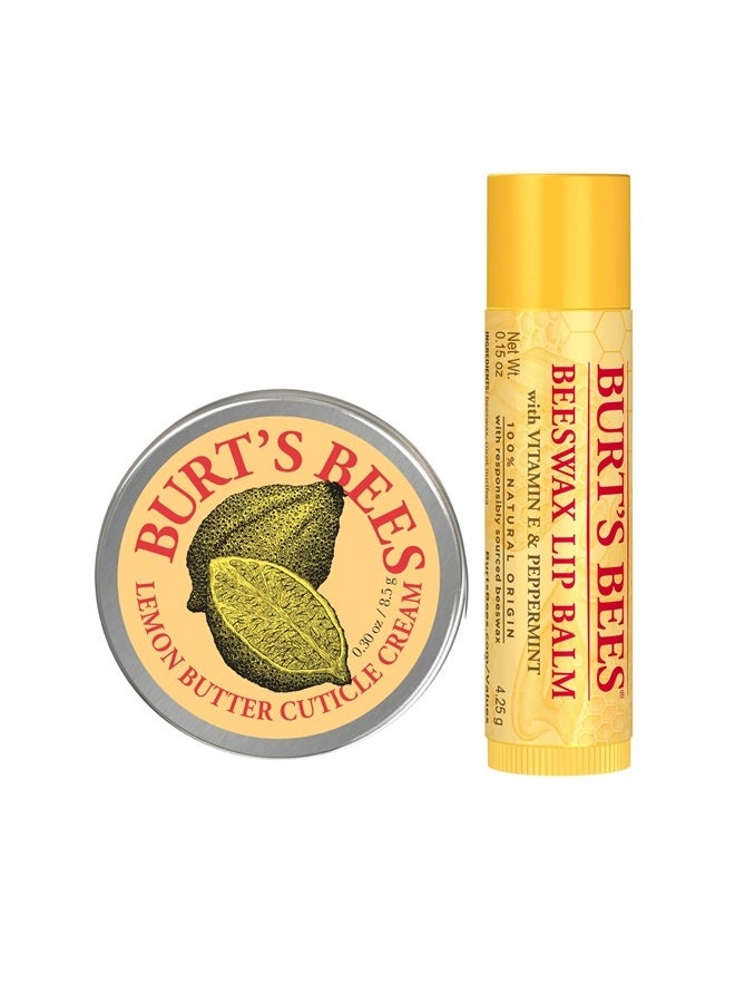 Burt's Bees Spring Gifts, 2 Moisturizing Self Care Products, Spring Surprise Set - Original Beeswax Lip Balm & Lemon Butter Cuticle Cream, Mini (Packaging May Vary)  - Image 2