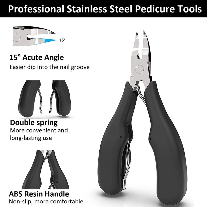 Gnker Thick Toenail Clippers, Professional Podiatrist Nail Clippers Set for Thick & Ingrown Toenails Corrector Treatment, Wide Jaw Opening Pedicure Kit Large Toe Nail Clipper for Men, Women, Seniors - Image 3