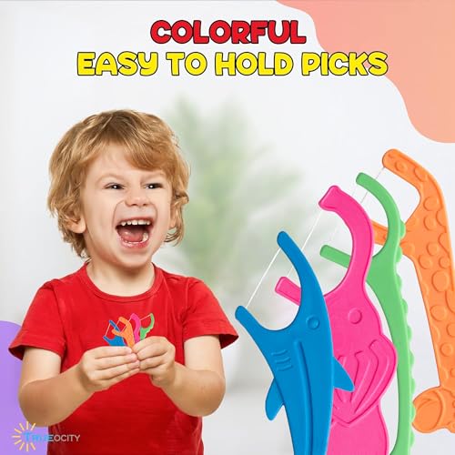 Trueocity Biodegradable Kids Flossers -200 Pack, Natural Kids Floss Picks, Fluoride Free, Biodegradable Floss Pick, Organic Animal Dental Floss Picks, Dental Floss Sticks - 4 Fun Animal Designs - Image 2