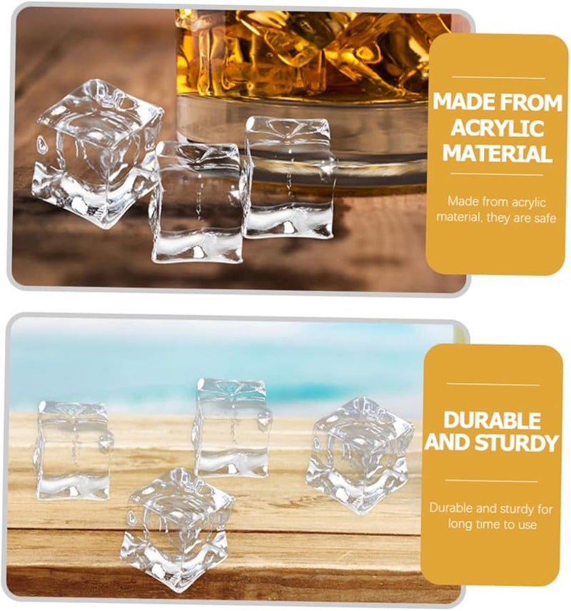 Luxshiny 50Pcs Clear Acrylic Fake Ice Cubes For Photography Props Home Decor Events Crafts DIY - Image 3