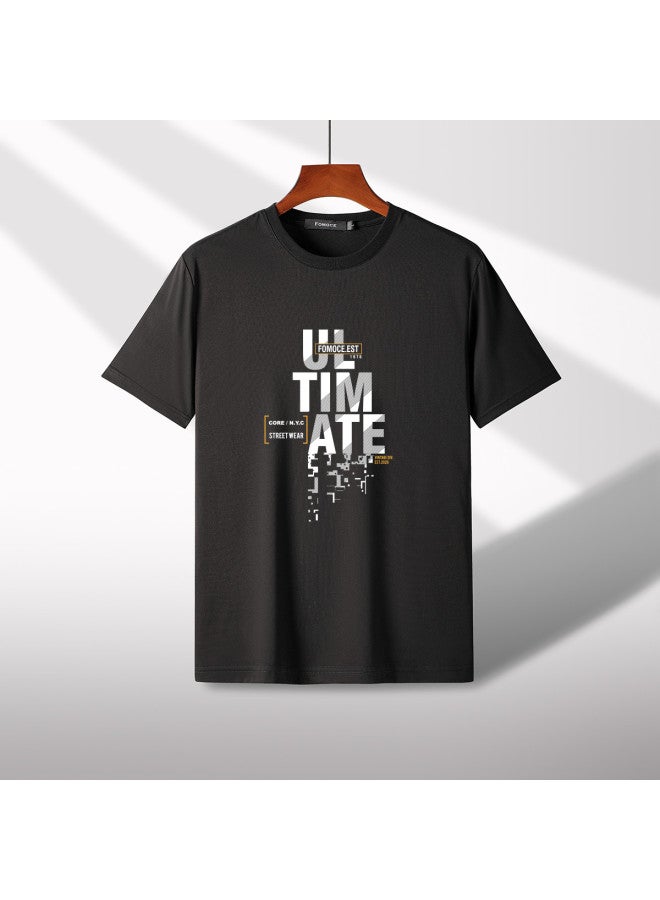 Fomoce summer Men's Short Sleeve Casual Printed Versatile T-shirt Top - Image 3