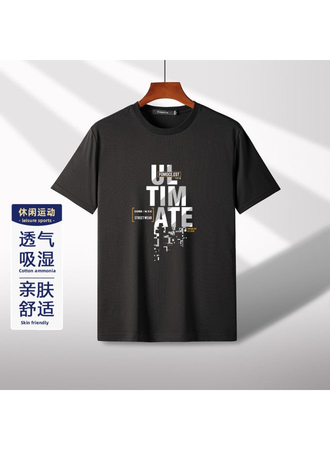 Fomoce summer Men's Short Sleeve Casual Printed Versatile T-shirt Top - Image 2