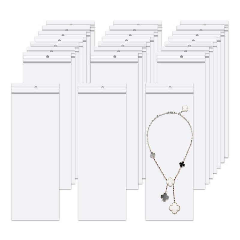 300pcs Long Jewelry Bags 2 x 83 x 83 x 12 Inch Necklace Bags with Hang Hole Poly Zip Seal Storage Bags 2 Mil for Incense Necklaces Jewelry Packaging Shipping