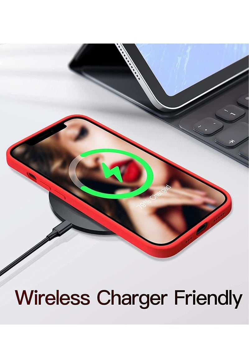 حافظة لجهاز آيفون 14 برو ماكس من سيلكون سائل ناعم، حماية كاملة ضد الصدمات، غلاف مطاطي بلمسة نهائية غير لامعة، بطانة ميكروفايبر ناعمة، حافظة خلفية رفيعة لجهاز آيفون 14 برو ماكس (أحمر) - Image 3