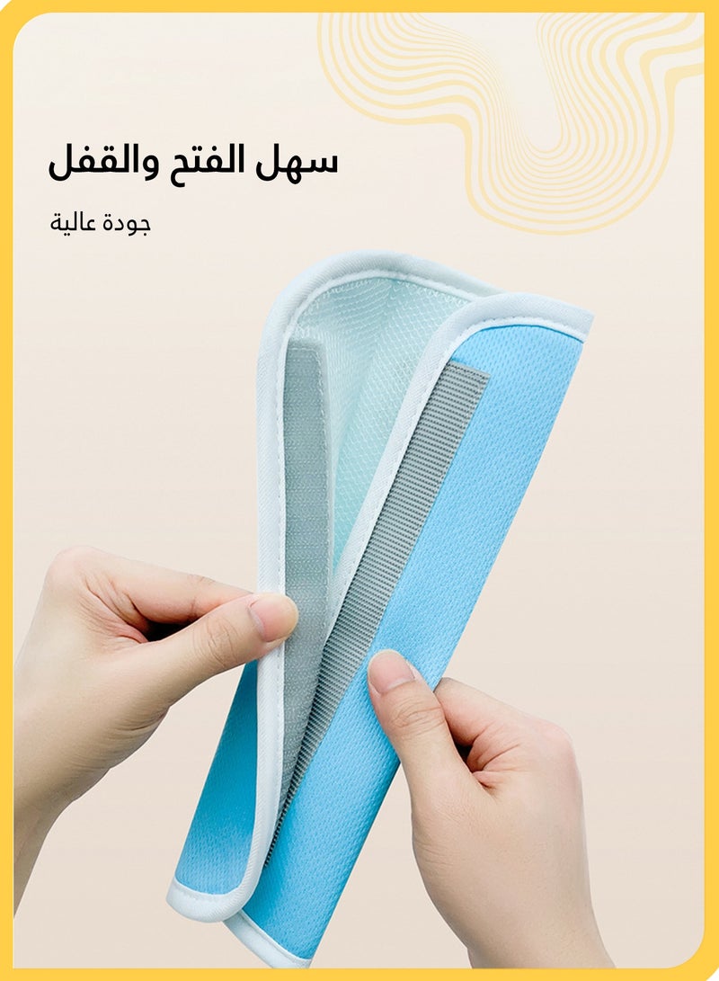 شي آند ليتل طقم وسادة حزام أمان السيارة من قطعتين مع منظم للأطفال، وسادة دعم للرقبة برسومات كرتونية لطيفة، غطاء حزام أمان ناعم ومريح، قابل للإزالة والغسل، مثالي للأطفال الصغار والأطفال فوق 3 سنوات للرحلات الطويلة والنوم (باندا أزرق) - Image 3