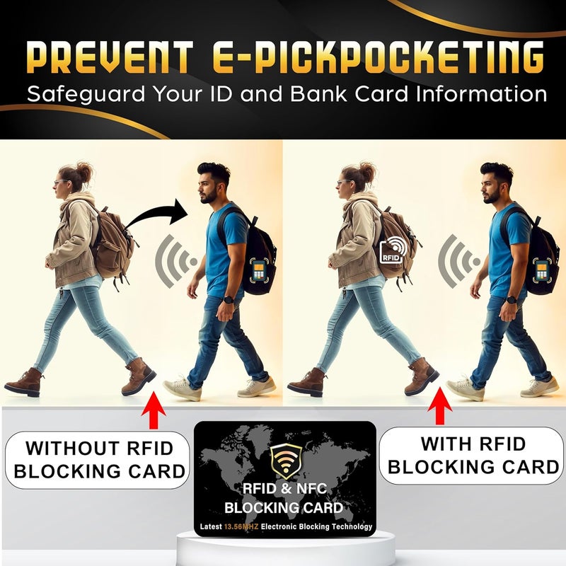 SaiTech IT عبوة 2 بطاقة حجب RFID بطاقة خصم/ائتمان بدون تلامس واقي جواز السفر مثالي للرجال والنساء نحيف بتصميم خريطة العالم يناسب تمامًا في المحفظة (أسود) - Image 4