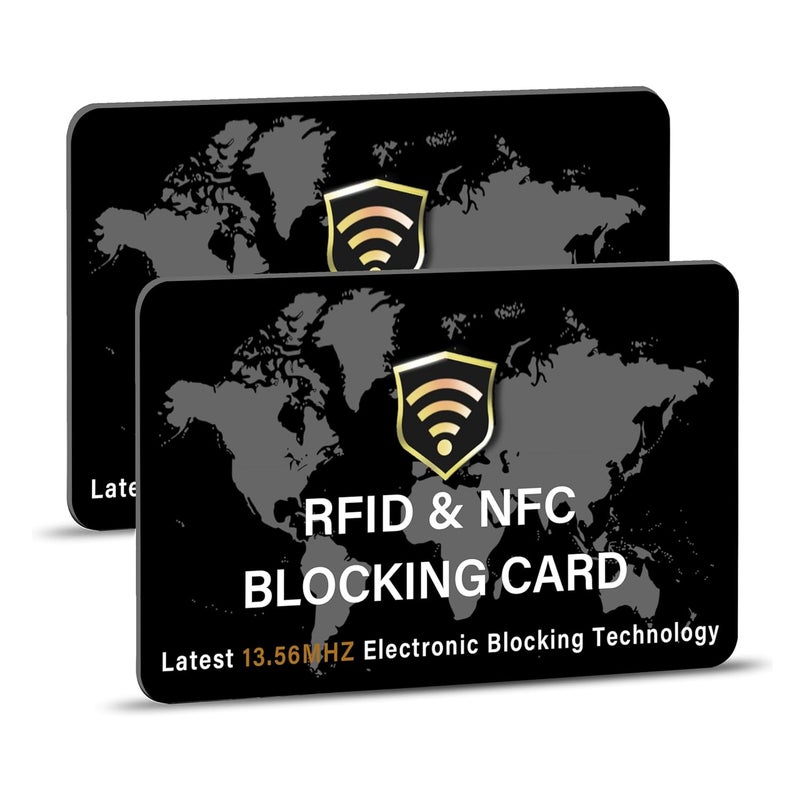 SaiTech IT عبوة 2 بطاقة حجب RFID بطاقة خصم/ائتمان بدون تلامس واقي جواز السفر مثالي للرجال والنساء نحيف بتصميم خريطة العالم يناسب تمامًا في المحفظة (أسود) - Image 1