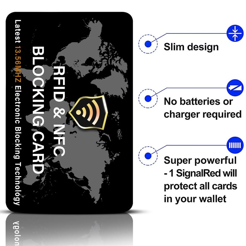 SaiTech IT عبوة 2 بطاقة حجب RFID بطاقة خصم/ائتمان بدون تلامس واقي جواز السفر مثالي للرجال والنساء نحيف بتصميم خريطة العالم يناسب تمامًا في المحفظة (أسود) - Image 3