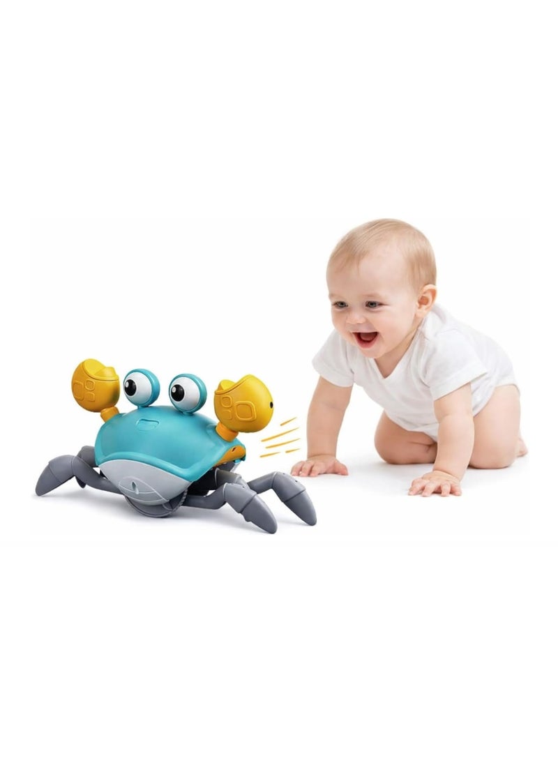 SKY-TOUCH Electric Runaway Crab Crawling Crab Baby Toy with Music and LED Light Up Toddler Interactive Learning Development Toy with Automatically Avoid Obstacles For Babies, Toddlers and Kids - Image 1