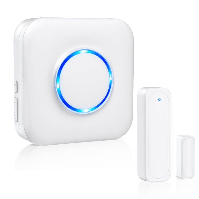 Satisure Door Chime, Satisure Wireless Door Open Contact Sensor Alarm Chime with 600 FT Range 58 Chimes 5 Volume Levels LED Indicators, Door Ringer Alert for Business/Store/Home/Office When Entering - Image 1