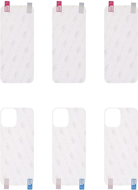 Generic Gelatin 3D Front And Back Full Cover Screen Protection With Anti Scratch Layer And High Transparency For iPhone 12 Pro 6.1" 0.2 MM Set Of 3 Pieces - Clear
