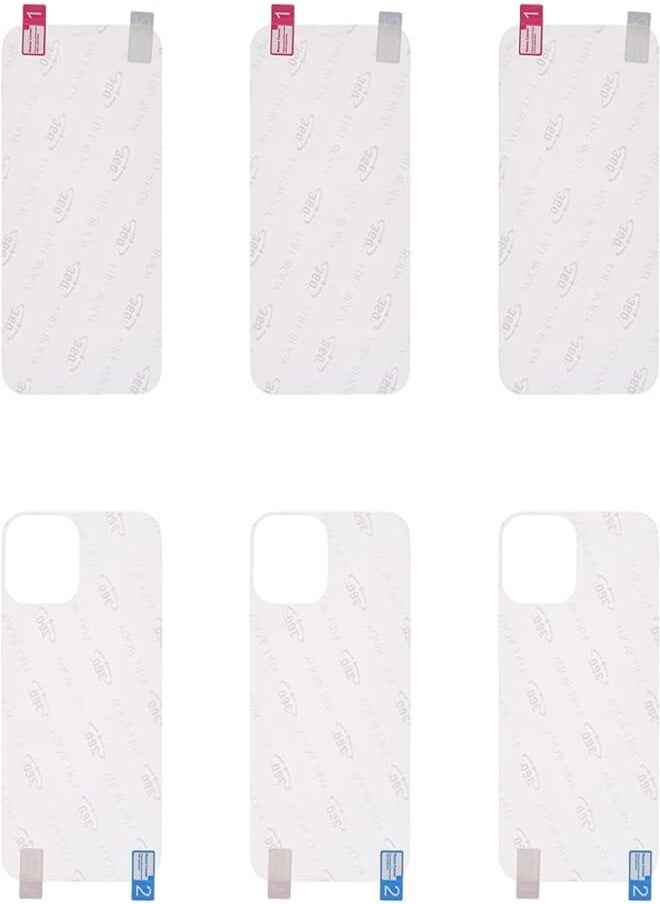 Generic Gelatin 3D Front And Back Full Cover Screen Protection With Anti Scratch Layer And High Transparency For iPhone 12 Pro 6.1" 0.2 MM Set Of 3 Pieces - Clear