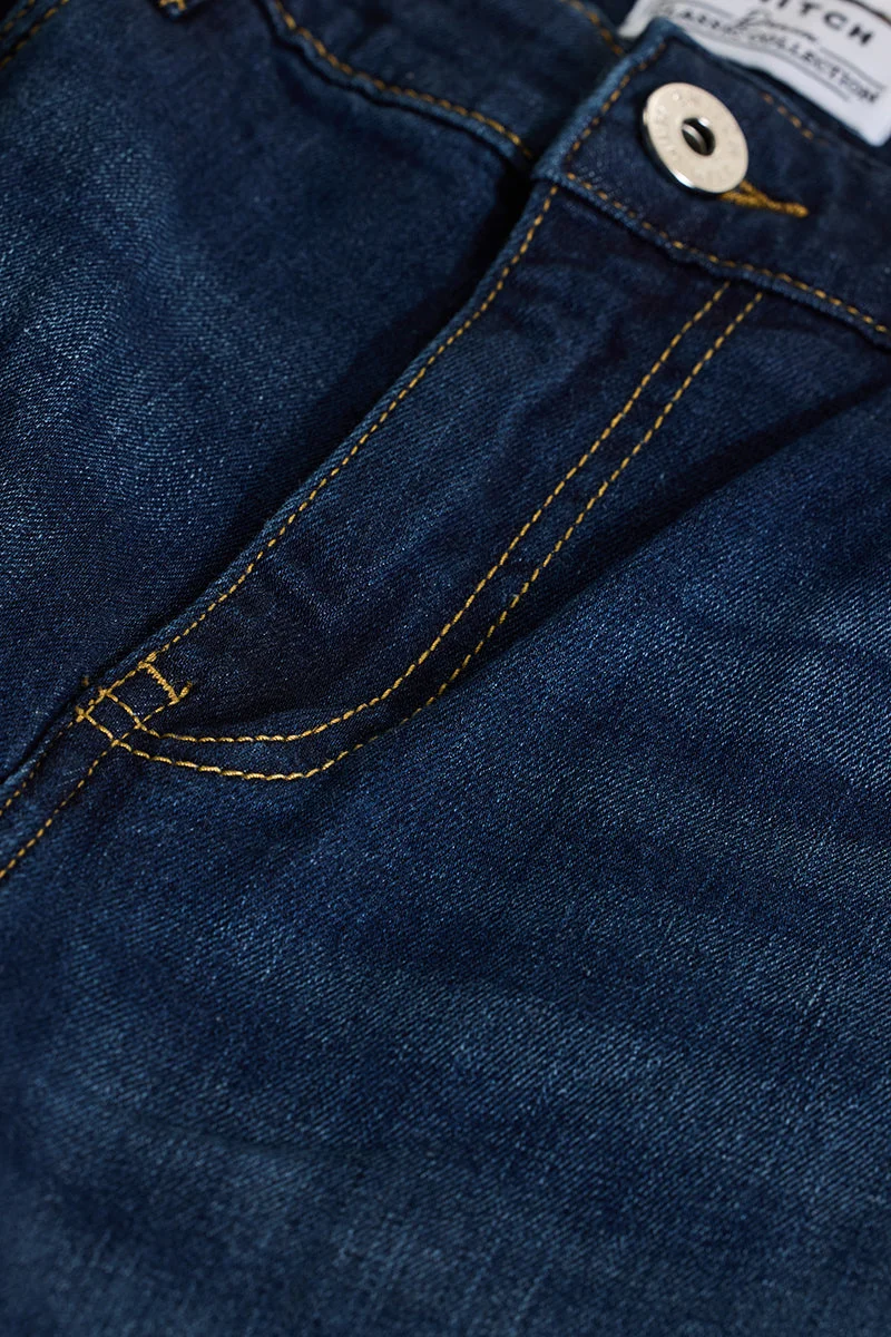 سنيتش Ink Blue Solid Slim Fit Casual Jeans