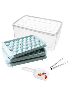 3 PCS Round Ice Cube Tray With A Shovel And A Clip Making Molds For Boxed Hockey Balls Can Make 99Pcs 2.5cm Puck For Chilled Juice Blue