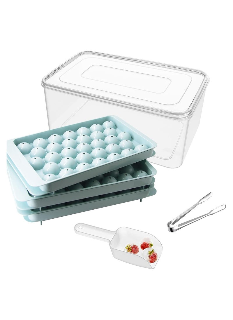 RATSAW - 3 PCS Round Ice Cube Tray With A Shovel And A Clip Making Molds For Boxed Hockey Balls Can Make 99Pcs 2.5cm Puck For Chilled Juice Blue - Image 1