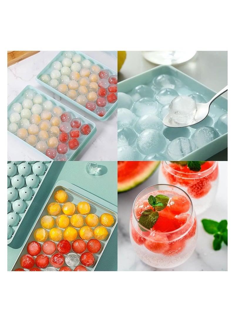 RATSAW - 3 PCS Round Ice Cube Tray With A Shovel And A Clip Making Molds For Boxed Hockey Balls Can Make 99Pcs 2.5cm Puck For Chilled Juice Blue - Image 1