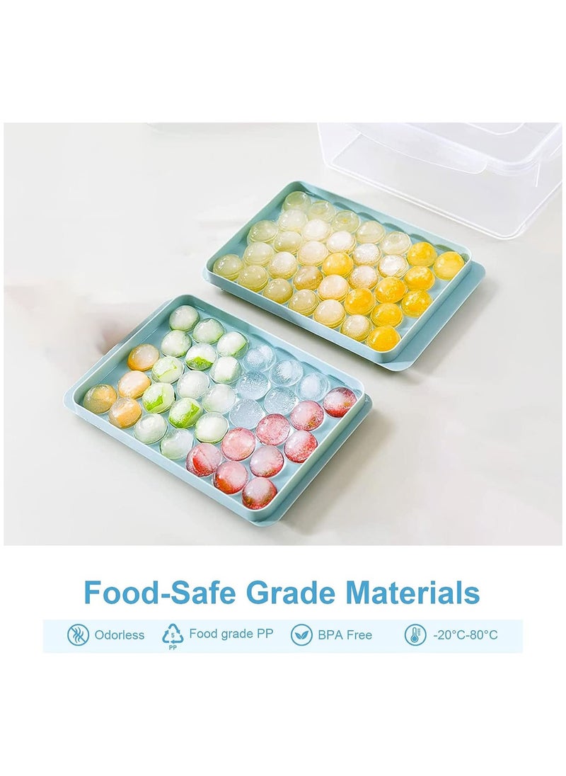 RATSAW - 3 PCS Round Ice Cube Tray With A Shovel And A Clip Making Molds For Boxed Hockey Balls Can Make 99Pcs 2.5cm Puck For Chilled Juice Blue - Image 1