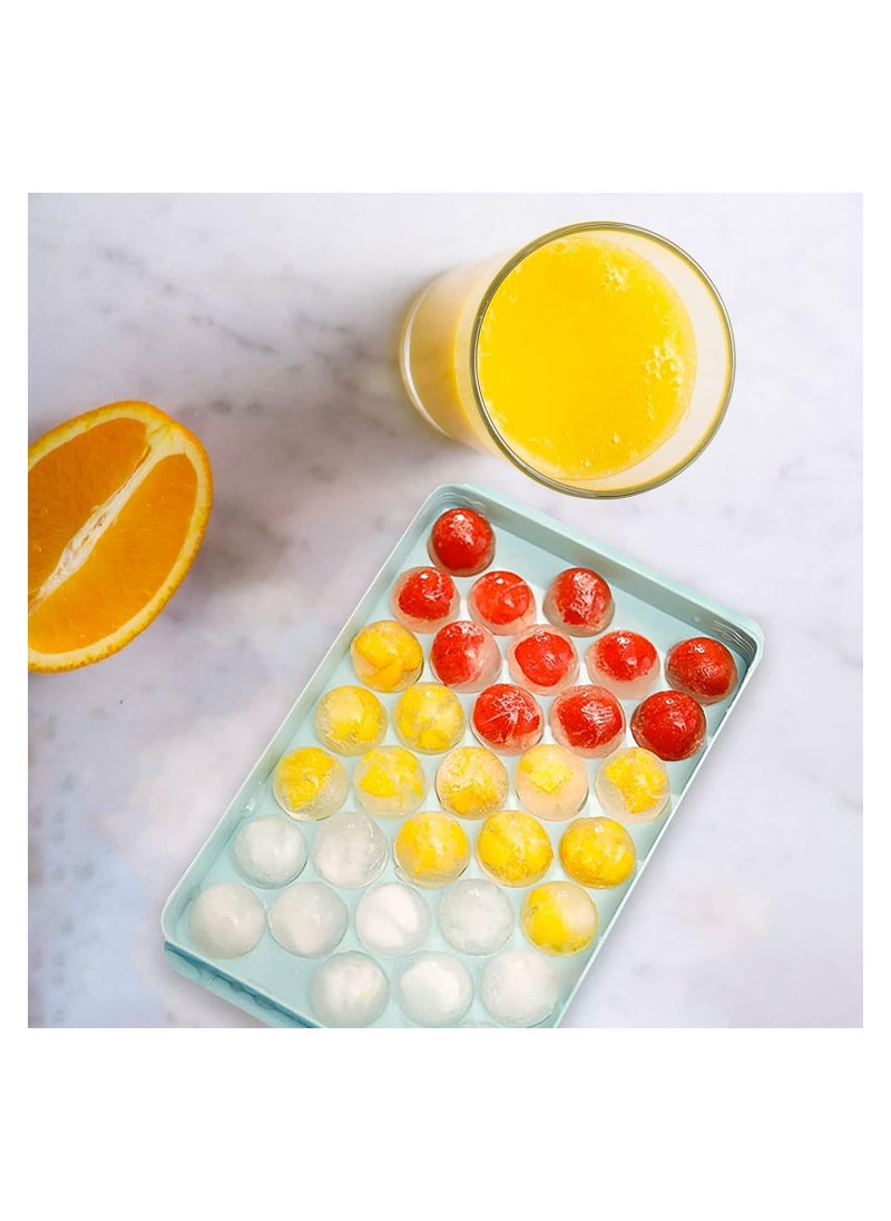 RATSAW - 3 PCS Round Ice Cube Tray With A Shovel And A Clip Making Molds For Boxed Hockey Balls Can Make 99Pcs 2.5cm Puck For Chilled Juice Blue - Image 1