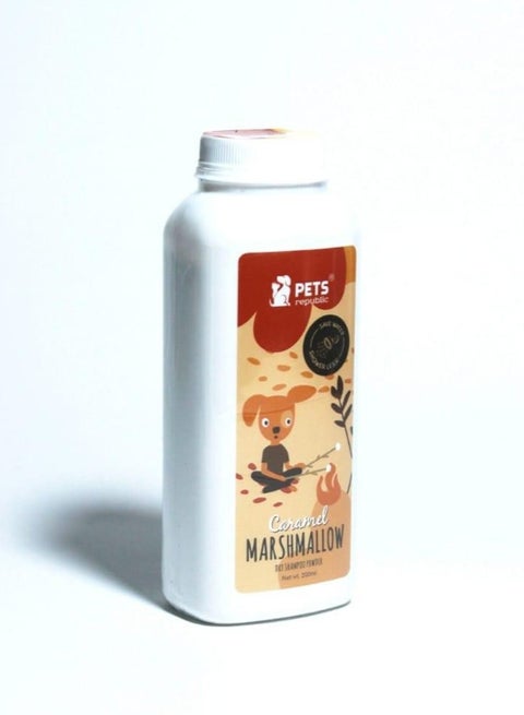 شامبو جاف بنكهة الكراميل والمارشميلو من بيتس ريبابليك – ينعش وينظف فراء حيوانك الأليف على الفور 500 جم