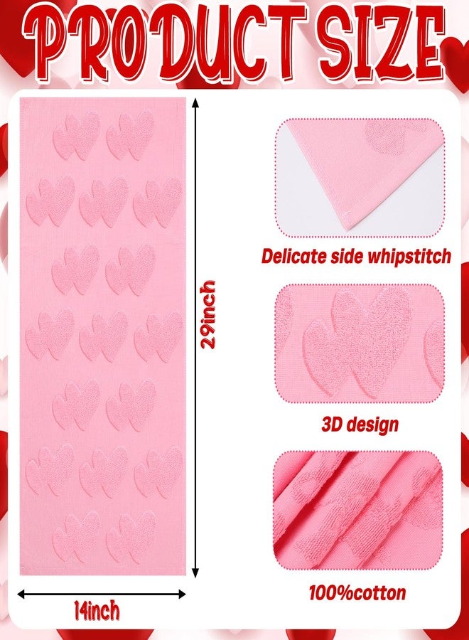 Remagr 2 Pcs Hand Towel 100% Cotton 3D Jacquard Weave Kitchen Bathroom Towel 29.5 x 13.7 Inch Bath Decor Married Couple Gifts Anniversary Wedding Decoration (Heart) - Image 2