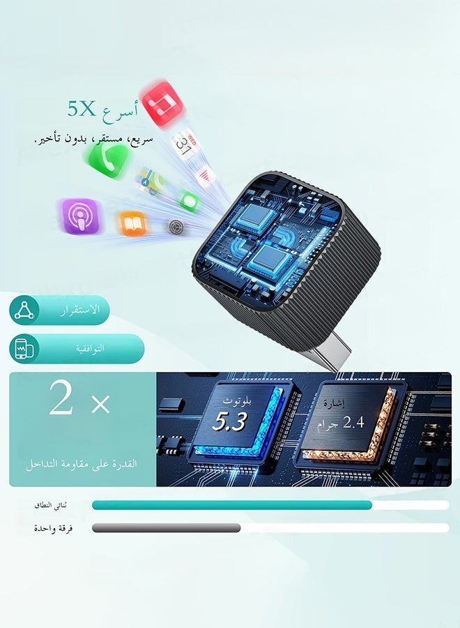 أوتوكاست محول لاسلكي صغير للغاية CarPlay لاسلكي Android Auto 2 في 1 صندوق ذكي AI أنظمة ذكية للسيارة مع دونجل USB CarPlay سلكي Plug Play Bluetooth 5.8 Wifi Auto Connect - Image 3