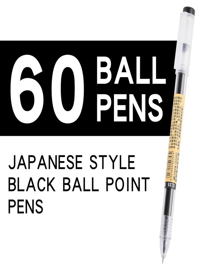 RIANCY Japanese Style 60 Pack Black Ballpoint Pens Bulk, 0.35mm Extra Fine Point, No Bleed No Smear, Cap Design for School Office Teacher Bulk Buying Wholesale Journaling - Image 4