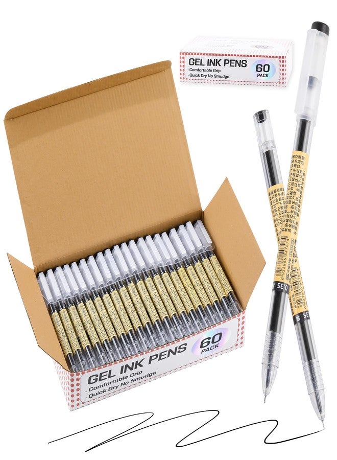 RIANCY Japanese Style 60 Pack Black Ballpoint Pens Bulk, 0.35mm Extra Fine Point, No Bleed No Smear, Cap Design for School Office Teacher Bulk Buying Wholesale Journaling - Image 1