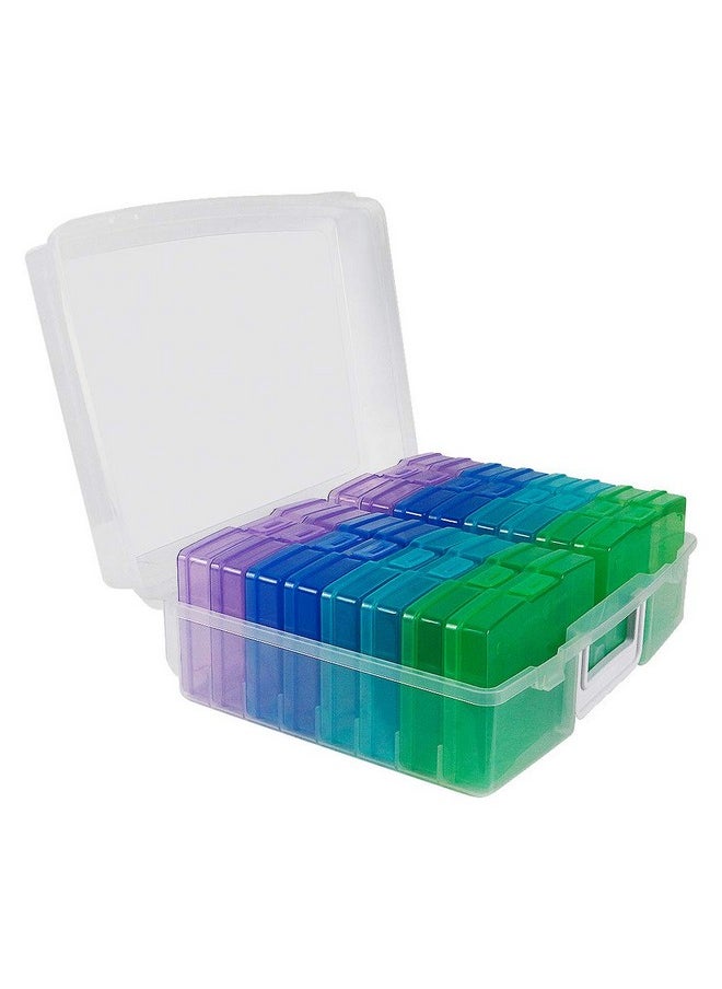Novelinks novelinks Transparent 4" x 6" Photo Storage Boxes - 16 Inner Photo Organizer Cases Photo Keeper Picture Storage Containers Box for Photos (Cool-Colored)  - Image 2