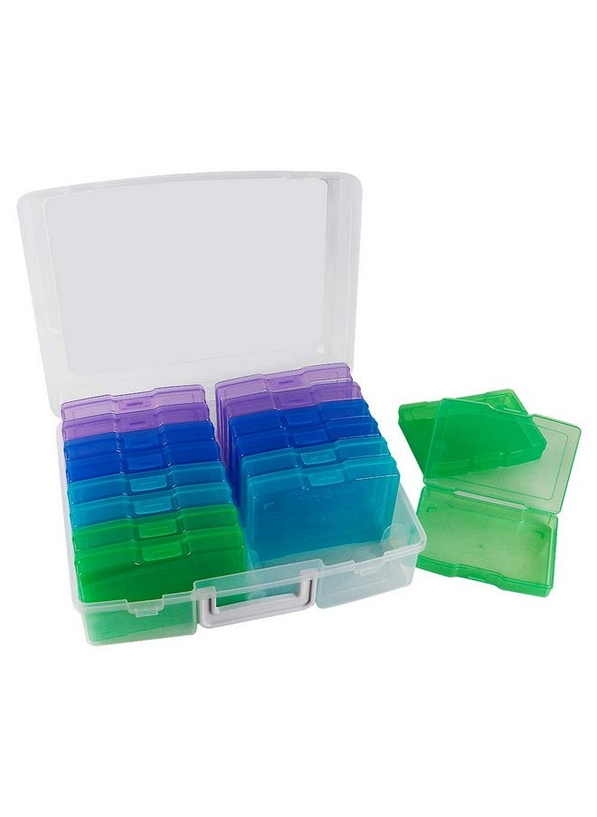 Novelinks novelinks Transparent 4" x 6" Photo Storage Boxes - 16 Inner Photo Organizer Cases Photo Keeper Picture Storage Containers Box for Photos (Cool-Colored)  - Image 4