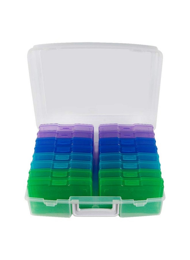 Novelinks novelinks Transparent 4" x 6" Photo Storage Boxes - 16 Inner Photo Organizer Cases Photo Keeper Picture Storage Containers Box for Photos (Cool-Colored)  - Image 3